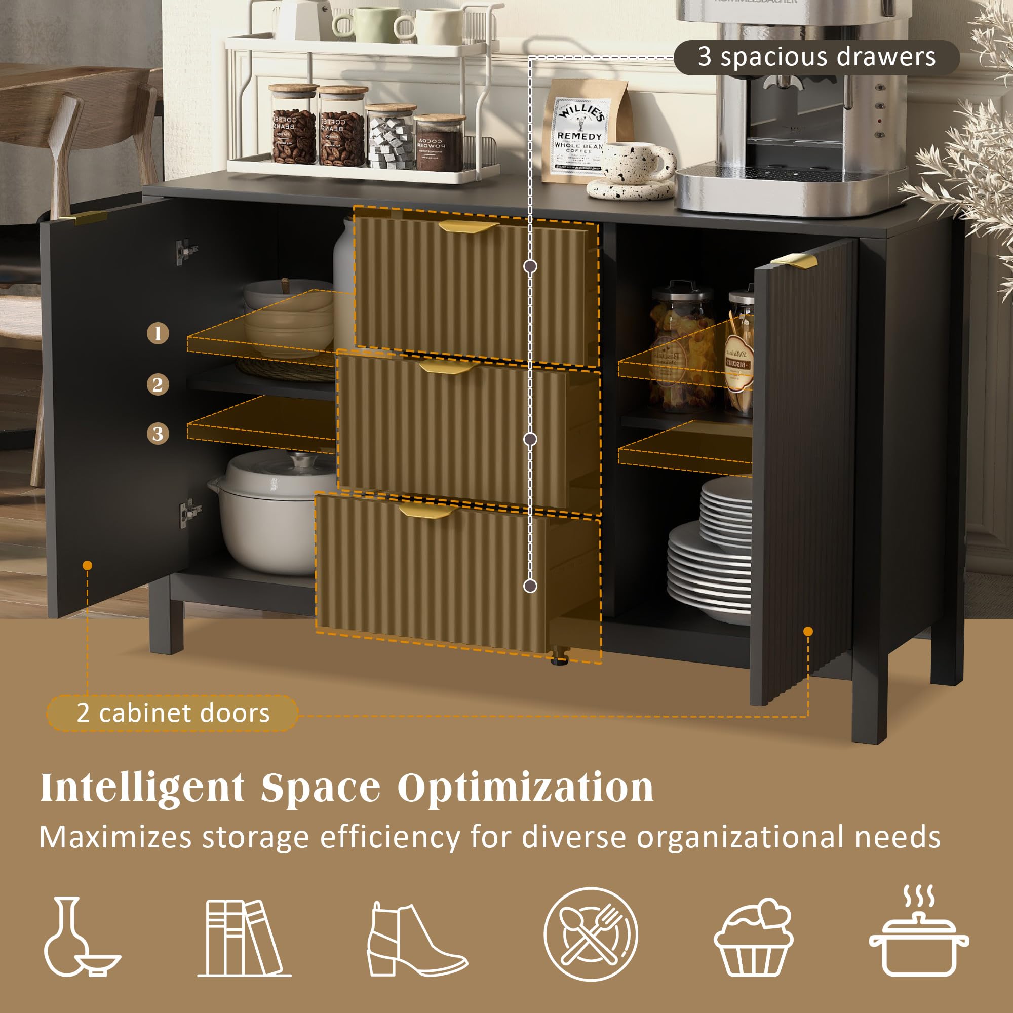 Amazon.com - JIVOIT 47Inch Console Table with Storage, 3