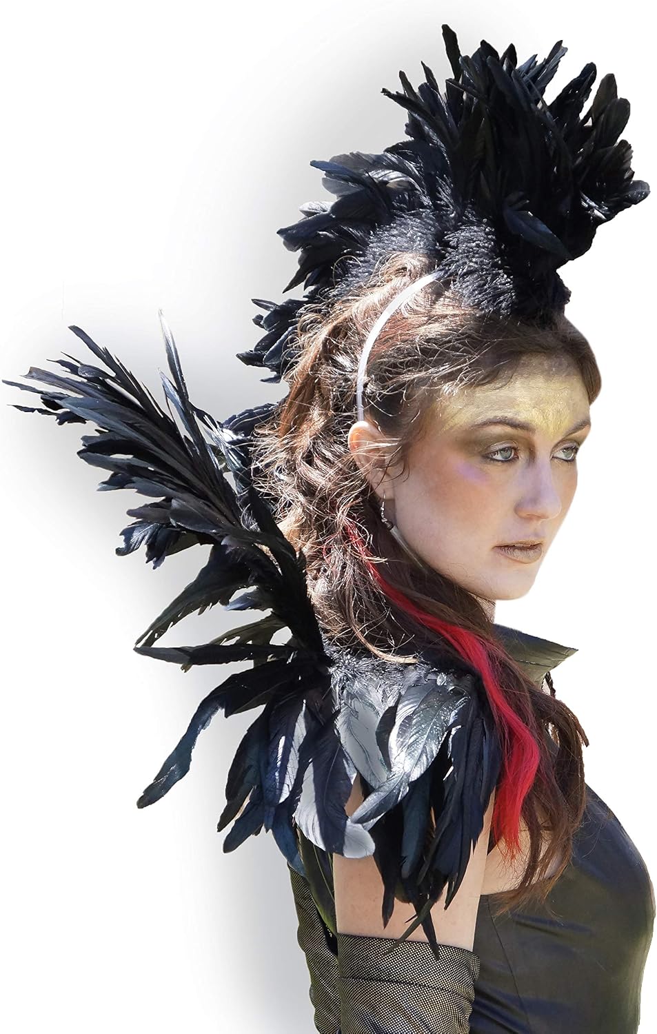 Zucker™ The Empress Collar and Black Coque Feather Mohawk Set