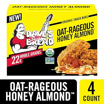 Dave's Killer Bread Oat-Rageous Honey Almond Organic Snack Bars, 4 Individually Wrapped Snack Bars