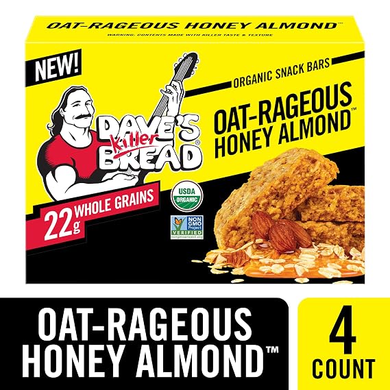 Dave's Killer Bread Oat-Rageous Honey Almond Organic Snack Bars, 4 Individually Wrapped Snack Bars