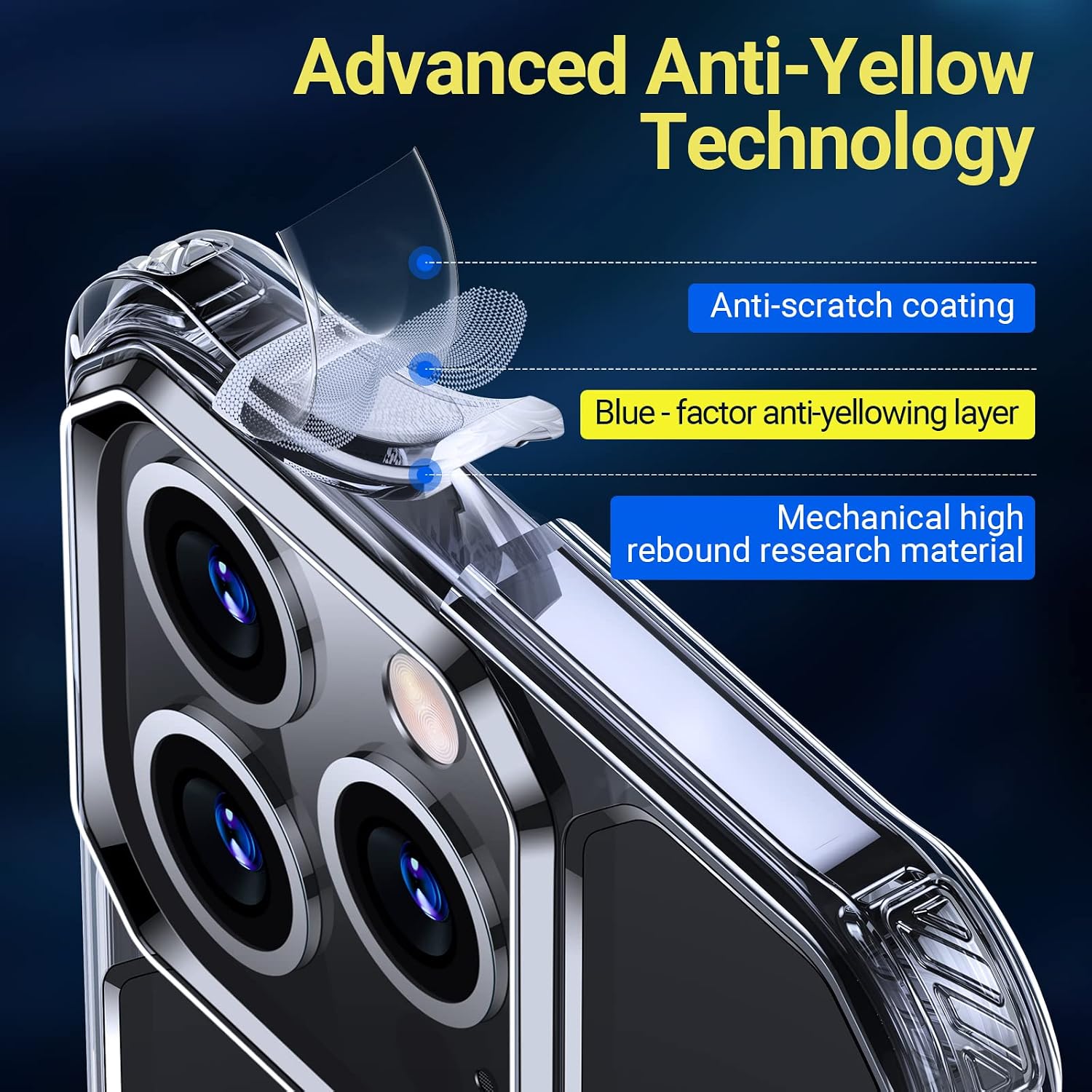 VANMASS [Shockproof & Crystal Clear iPhone 13 Pro Case, [10X Military Grade Protection] [Anti-Yellow] Soft Slim Transparent TPU Bumper Rugged Protective Phone Case for iPhone 13 Pro, 6.1inch, Clear