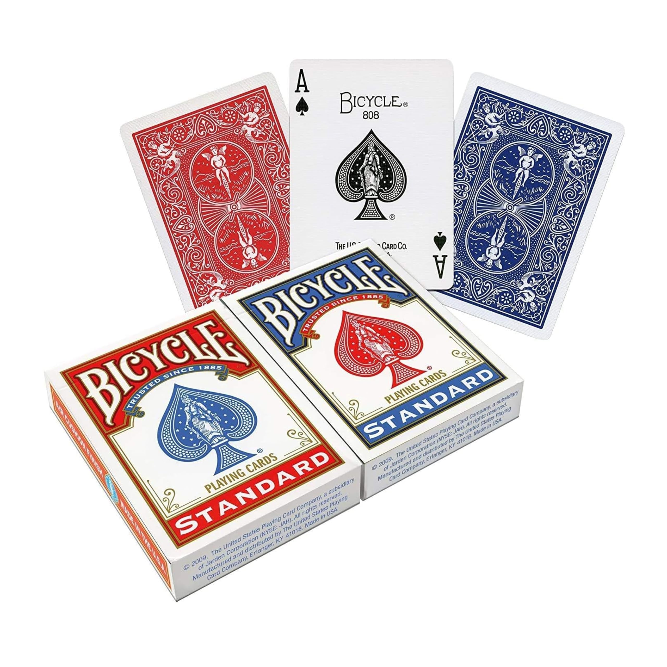 Bicycle Juego de 2 Cartas de Juego de Caras estándar de Color Rojo