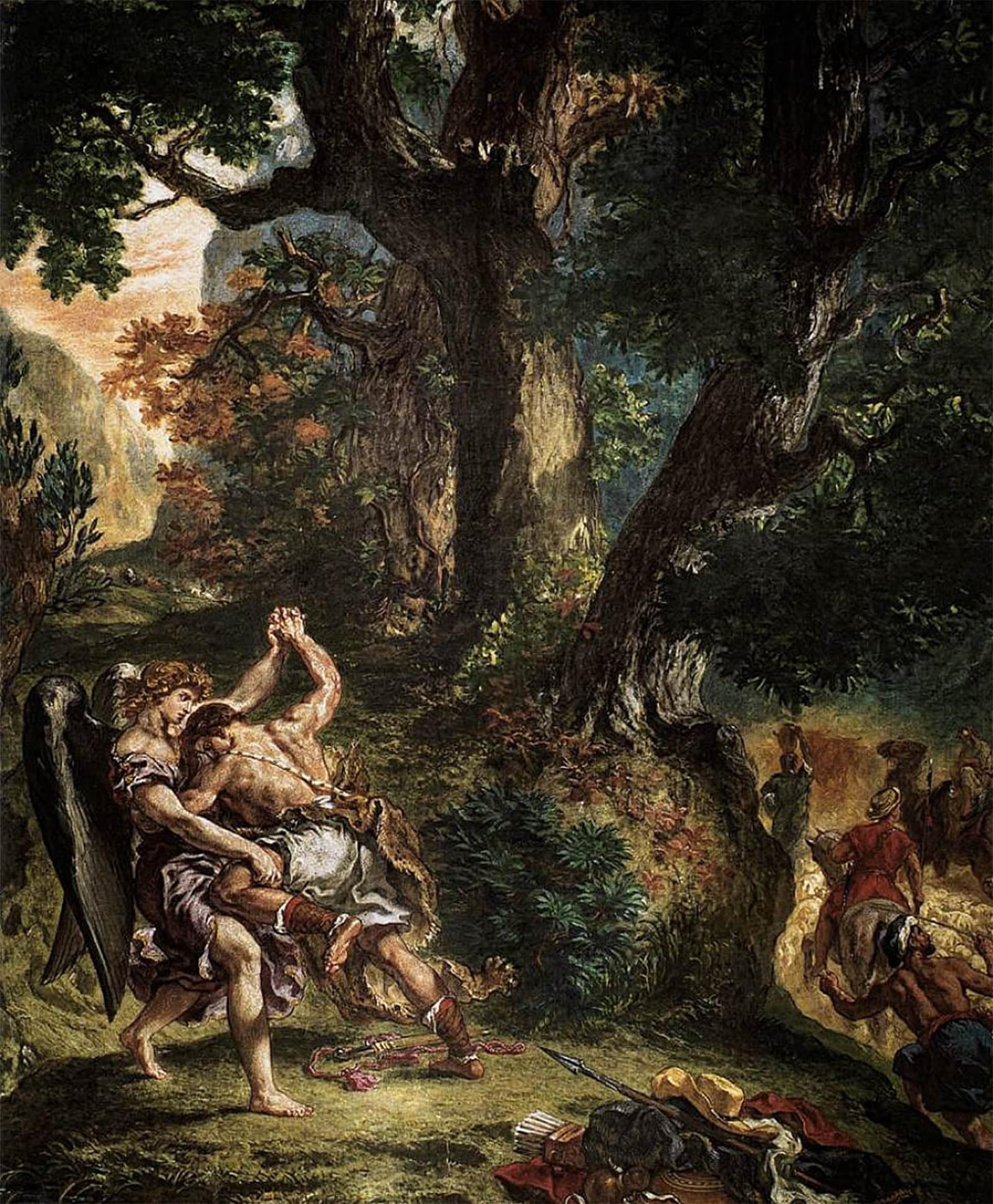 POSTERIIk Famous Animal Posters Vintage Picture Jacob Wrestling with the Angel by Ferdinandeugene Delacroix Modern Wall Decor for Home Decor 60x90cm