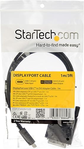 Miniatura 5 de StarTech.com Cable USB-C a DVI de 3.3 pies  3.3 ft - Cable adaptador de video USB tipo C - 1920 x 1200 - Negro (CDP2DVIMM1MB)