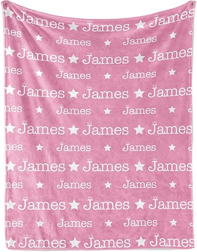 Miniatura 205 de Mantas personalizadas con nombre para niños, mantas de bebé personalizadas para niños y niñas, manta de nombre personalizada súper suave para niños