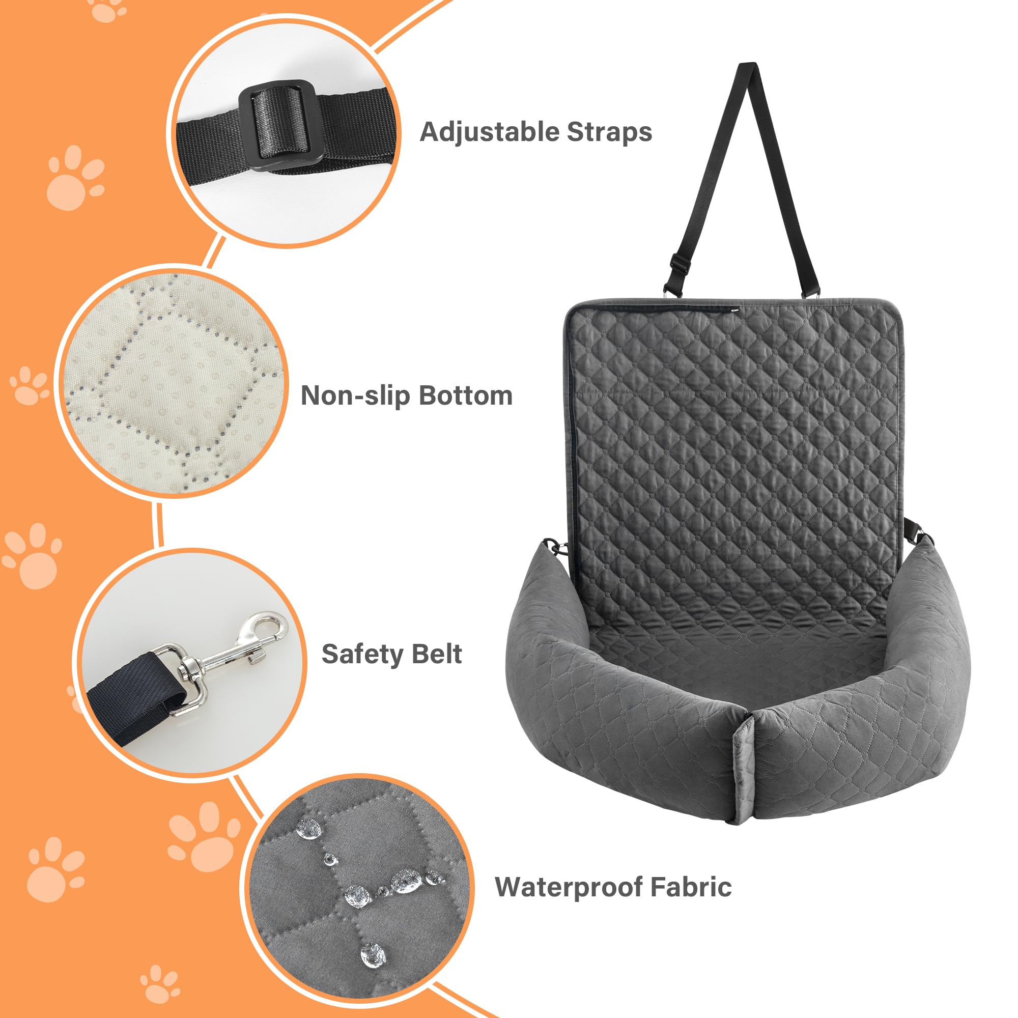 CZL Dog Car Seat for Medium Small Dogs 2-in-1 Dog Bed for Couch Portable Car Seats for Dogs with Anti-Slip Back Dog Bed with Sides Comfortable Dog Sofa Bed Fits Front and Back Car Seat and Sofa