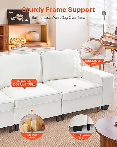 Miniatura 4 de VEVOR Sofá modular de 3 plazas de 100 pulgadas, cómodo sofá con asientos profundos y almacenamiento oculto, diseño moderno para sala de estar,