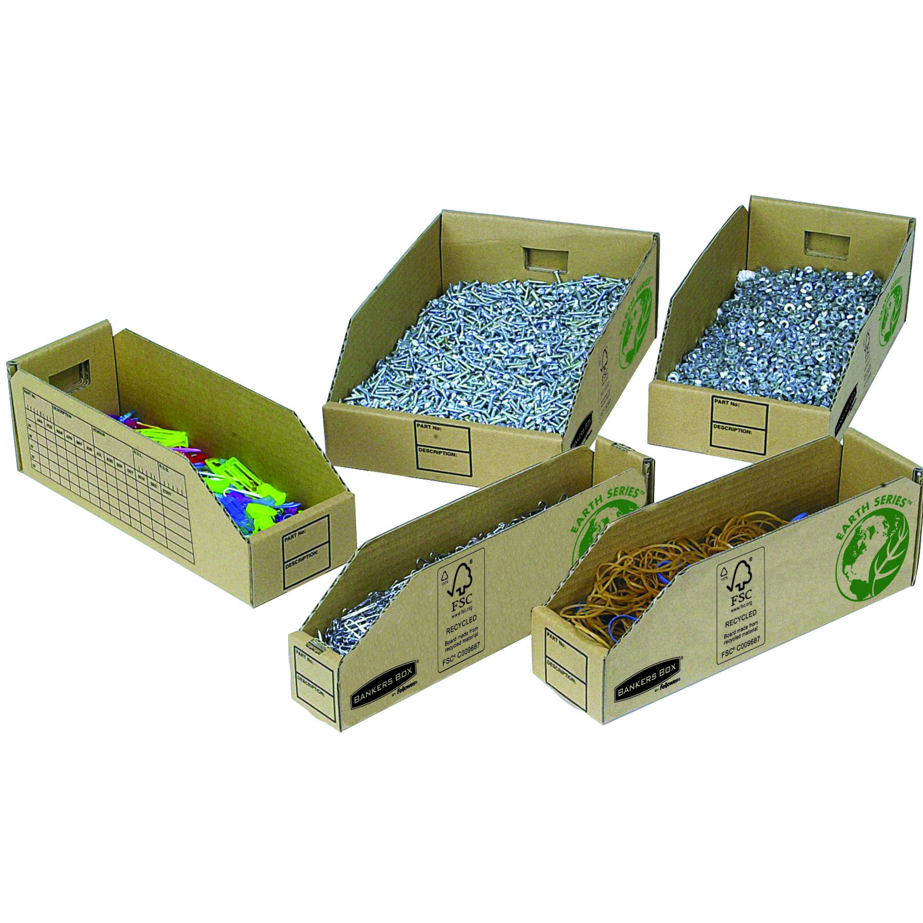 Fellowes 07355EU Boite pour petites fourniture 20cm Banker Box Earth Series - Montage manuel (lot de 50)