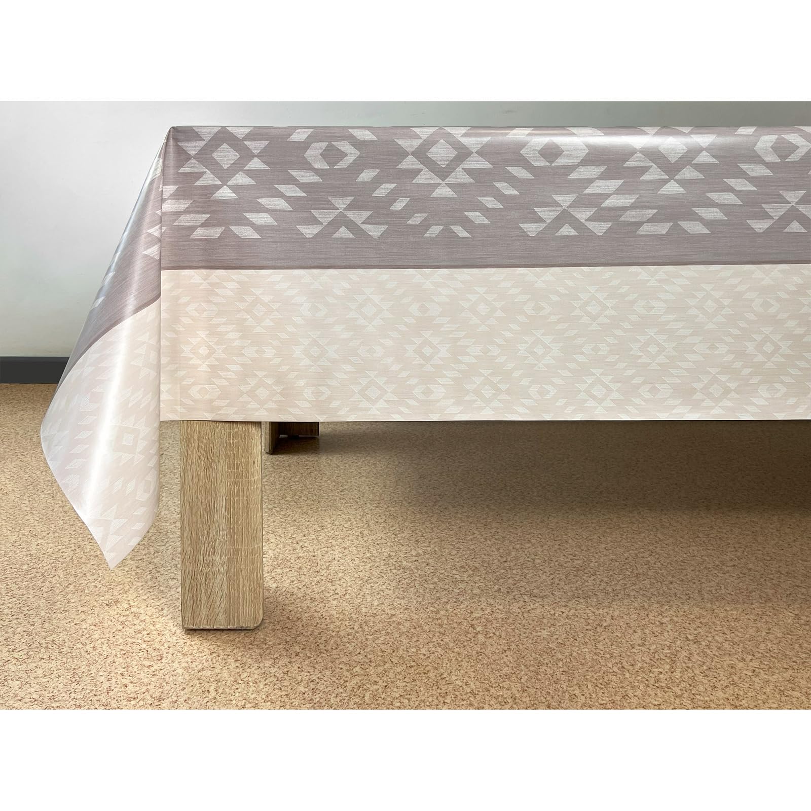 DecoMeister Mantel Antimanchas 140x1000 cm - Hule Impermeable para Mesa de Comedor y Jardín - Apto para Alimentos - Protector de Mesa Rectangular - Ideal para Cocina y Exterior - Retro Beige