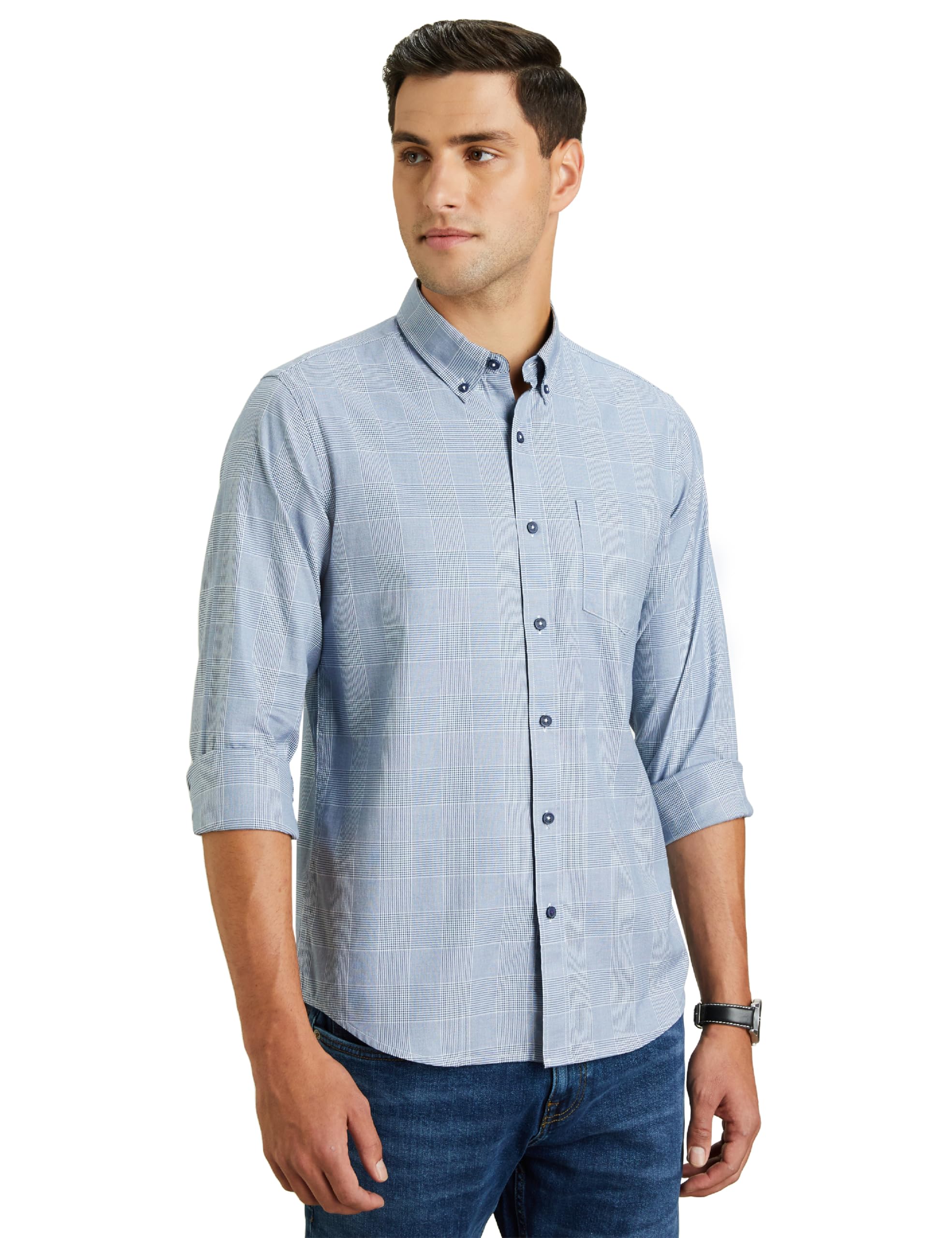 Symbol Premium Men's Stylish Checkered Casual Shirt - Regular Fit | Full Sleeve | Pure Cotton | Smart Casual Wear (Available in Plus Size)