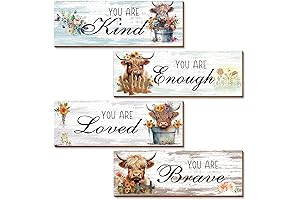 Highland Cows Decor Wall Art Prints Inspirational Farmhouse Quotes Picture Painting