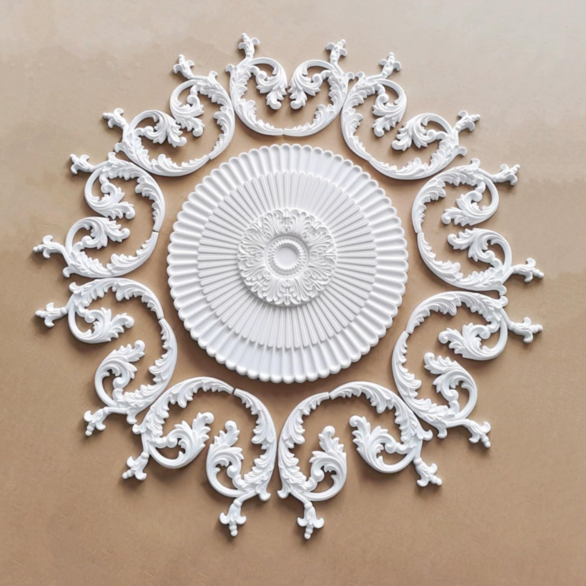 127cm Rosone Lampadario Soffitto Bianco Polistirolo Decorativo | Medaglione del Ventilatore Rotonda Moderno per Pareti Portalampada