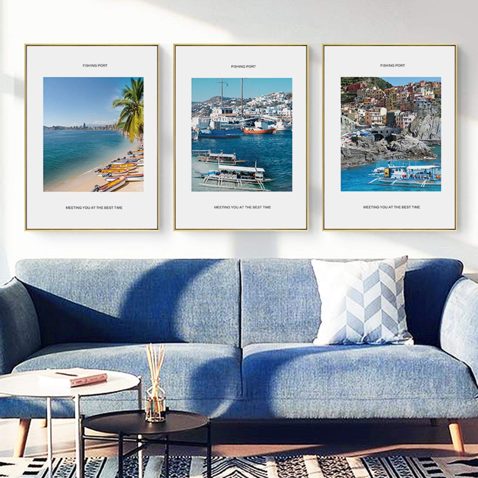 Leinwand-Wandbild „Boot Am Strand“ – 101x51 Cm, Handbemalt Mit Textur, Tropische Küstenlandschaft Für Wohnzimmer & Büro