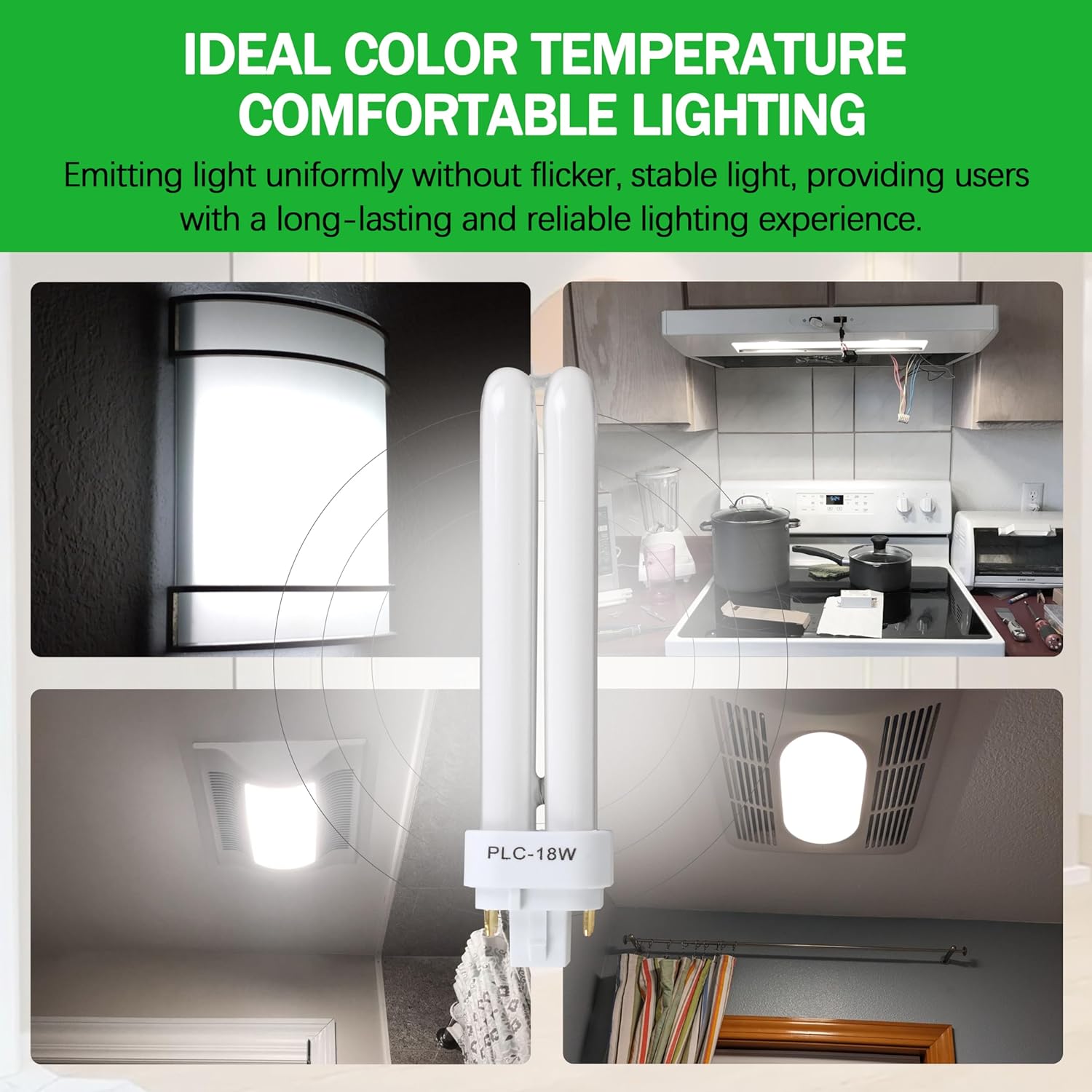 FDS18E35/4 CFL Light Bulbs for Panasonic, 4 Pin G24q-2 Base 18W 3500K Double Tub, Compact Fluorescent Light Bulbs 4Pcs