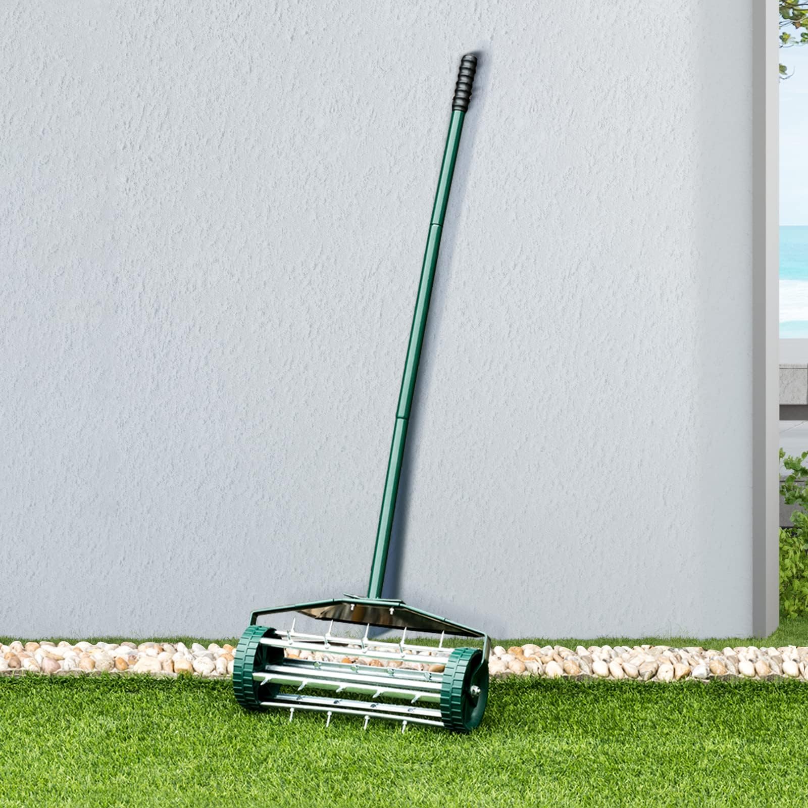 RELAX4LIFE Arieggiatore Manuale per Prato, Aeratore da Giardino con Rullo Spinato e Parafango, Unghie da 3 cm, Ideale per Giardino, Cortile e Prato