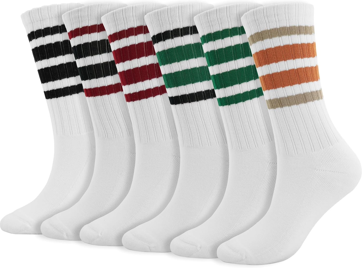 BomKinta Striped Crew Socks Women - Retro Novelty Socks - Stretchy Casual Athletic Cotton Gifts Sock Size 5-10