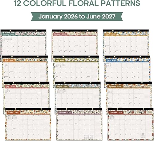 Miniatura 34 de Calendario de escritorio 2025-2026, calendario de 18 meses hasta diciembre de 2026 – Calendario mensual grande de 17 x 12 pulgadas de A-Vintage