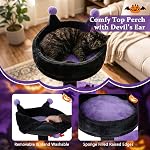 PETSITE 57-inch Gothic Cat Tree, Multi-Level Goth Cat Tower with Scratching Posts, Bat-Shaped Dangling Ball, Comfy Condo, and Multiple Perches, Black Cat Tree for Indoor Cats and Kittens (Purple)
