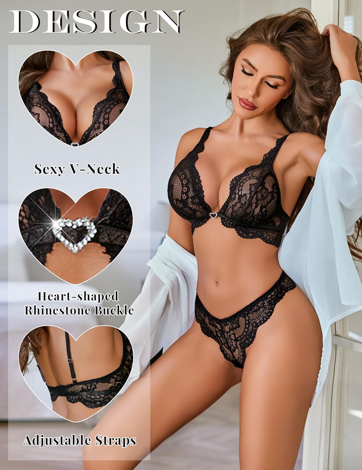 Avidlove Womens Lingerie Floral Lace Bra and Panty Set 2 Piece Lingerie Set for Women S-XXL - Image 3