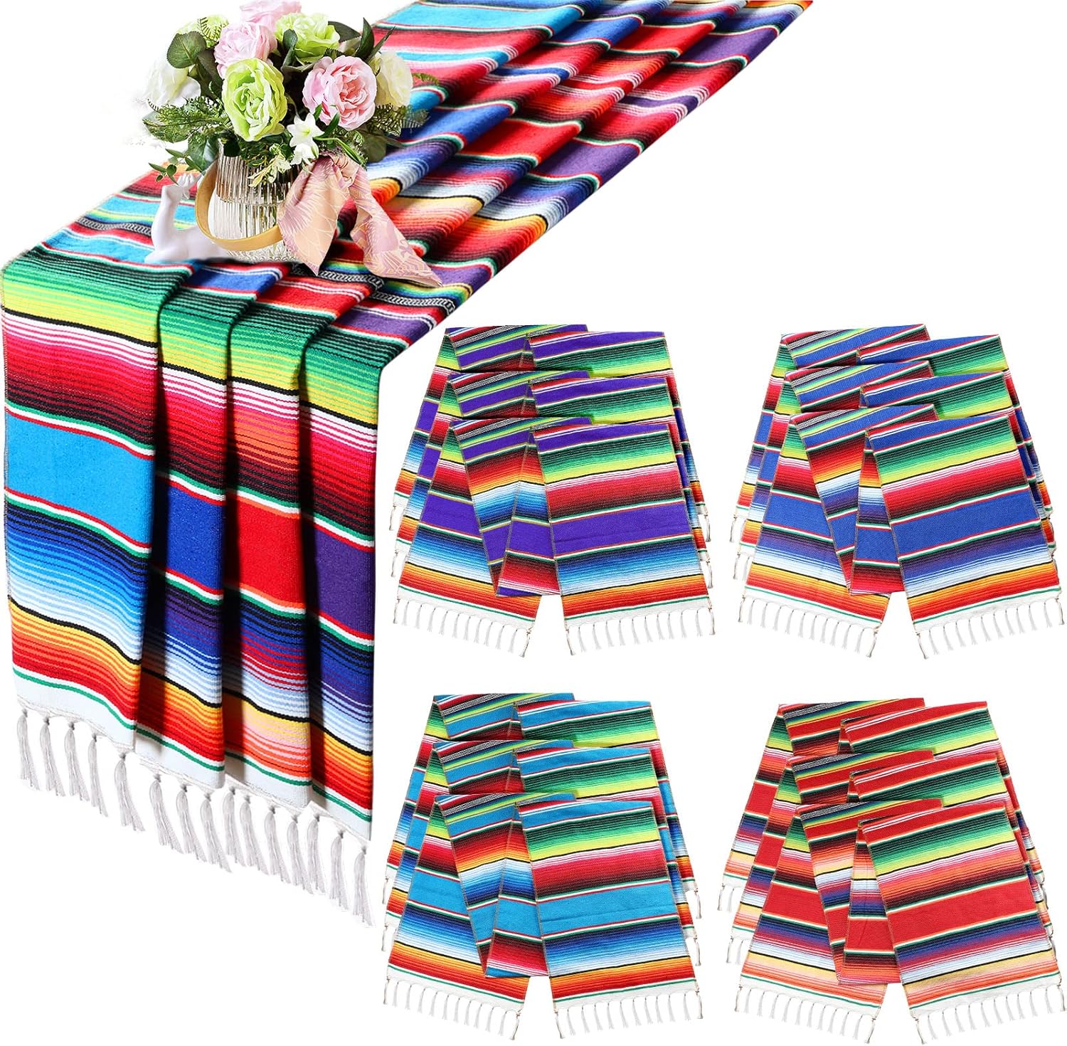 12 Pcs Mexican Serape Table Runners Mexican Theme Party