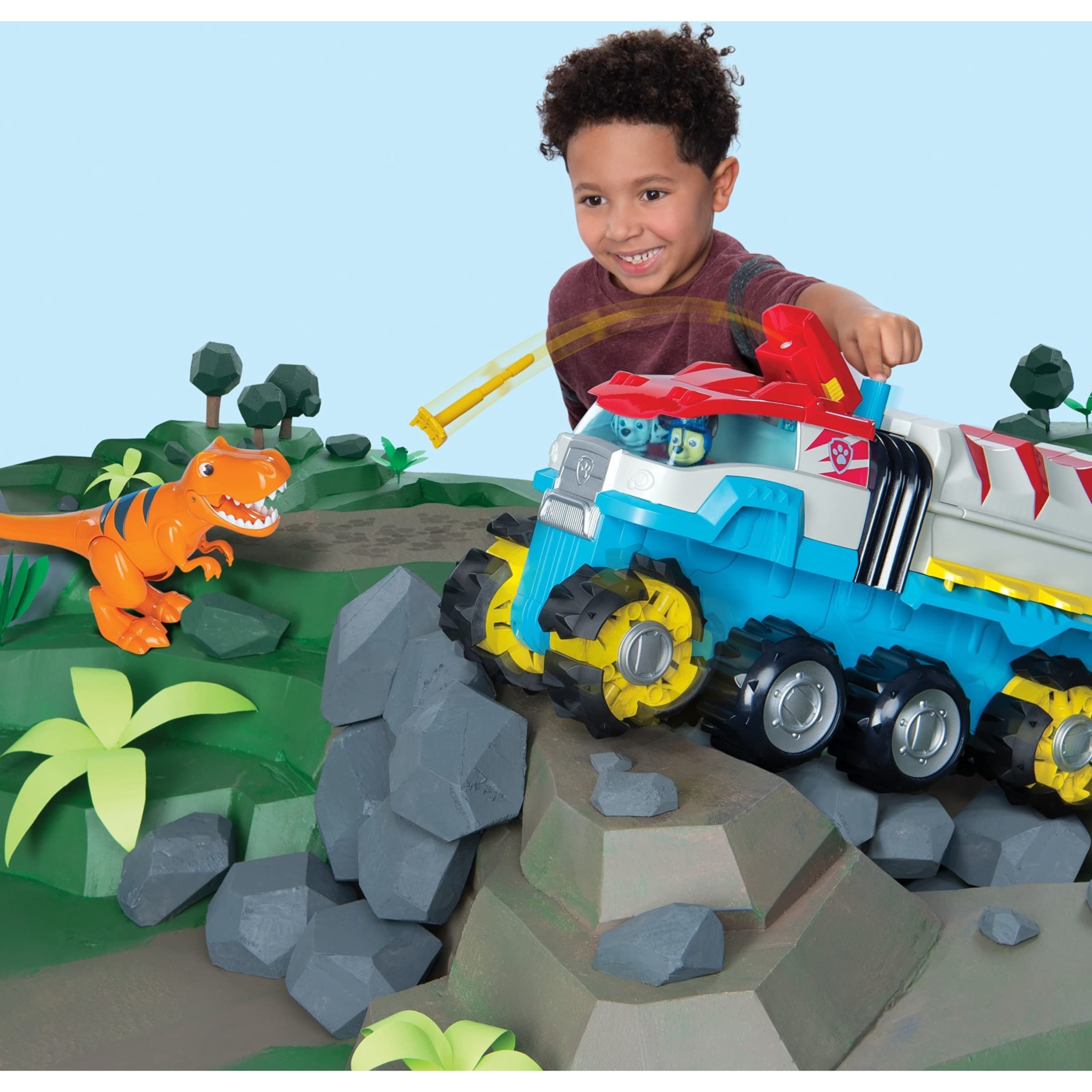 Paw Patrol LA Pat' Patrouille – Camion Pat' Patrouille Dino PATROLLER – Camion Jouet Motorisé Tout-Terrain Dino Rescue avec Figurines Dinosaure et Chase – 6058905 Jouet Enfant 3 Ans et +