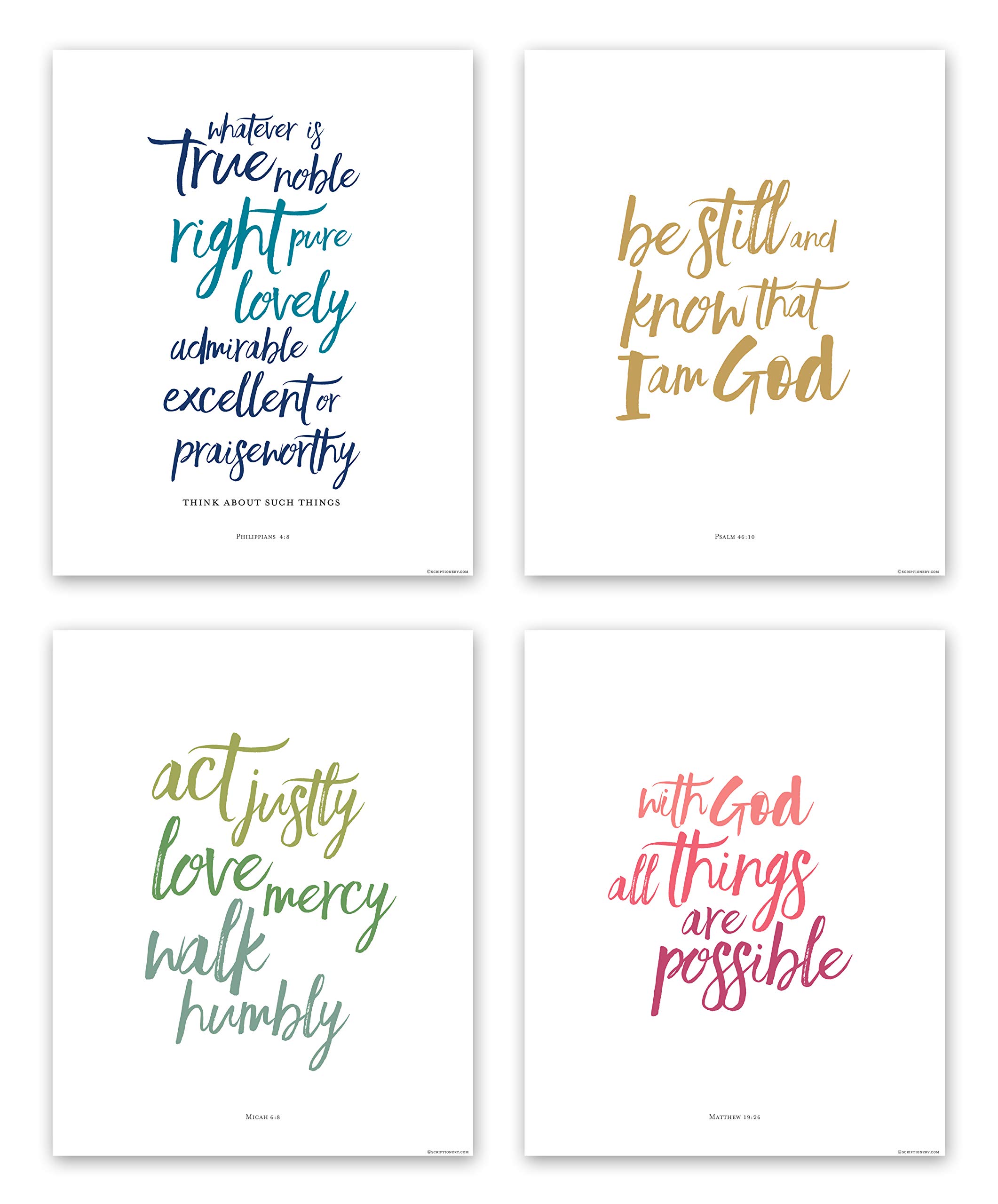 Buy Brush Calligraphy Bible Verses Wall Decor 8x10 Christian Wall Art