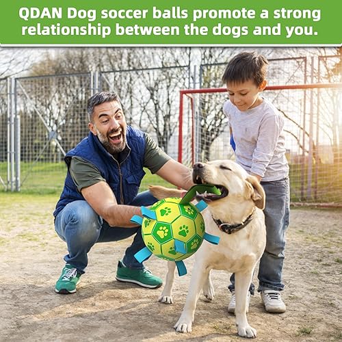 Miniatura 5 de QDAN Pelota de fútbol para perros, juguetes interactivos para perros para tira y afloja, juguete de tira y afloja, juguete de agua para perros,
