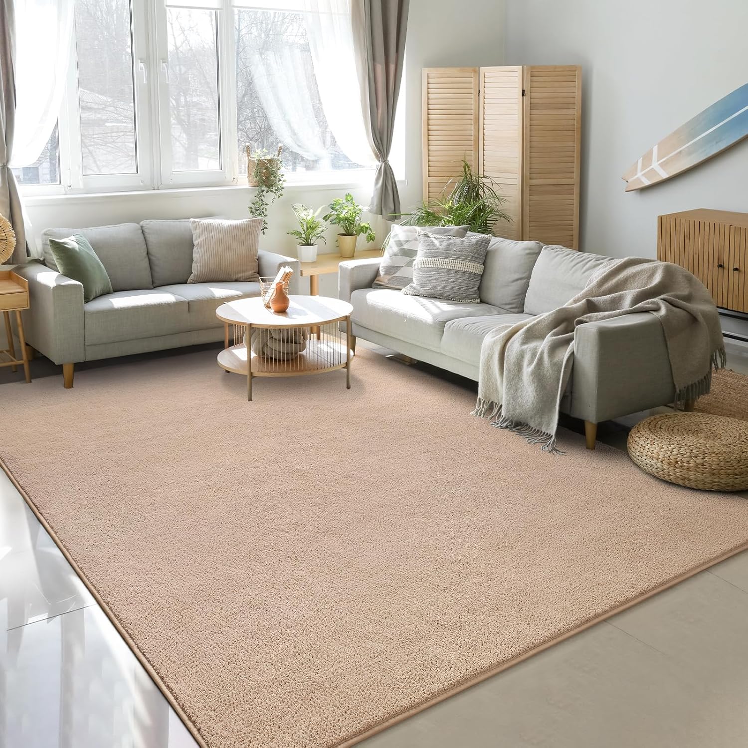 Soft beige rug 5x7 for living room and beyond