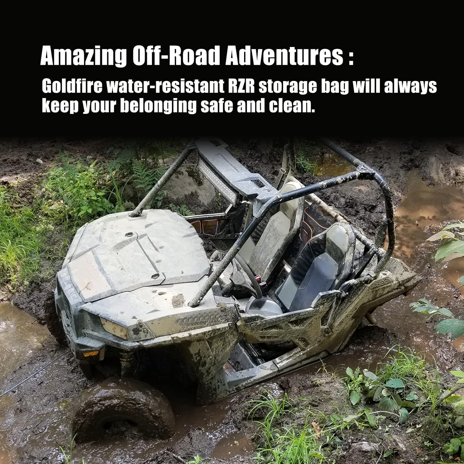 Goldfire RZR XP 1000 Accessories,UTV Door Gear Bags XP Front Door Bags SXS Storage Tool Bag Set w/Knee Pad For 2014-2020 Polaris RZR XP Turbo Turbo S 1000 S900 Accessories(Orange Piping)