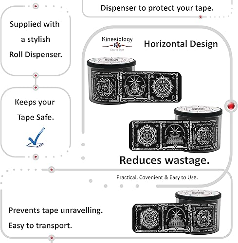 Vista 23 de Cinta de kinesiología precortada con dispensador – Cinta muscular deportiva vertical latina – Sintético Negro 16.4 ft 20 tiras – Cinta de Latina