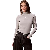 Calvin Klein Donna Maglietta Maniche Lunghe Woven Turtleneck con Collo Alto