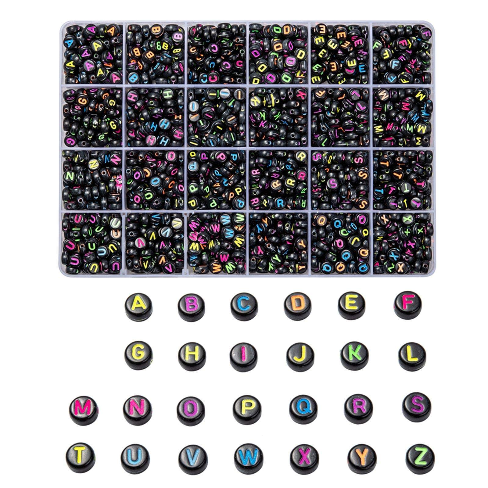 Cheriswelry 1776 Perline Acriliche Con Lettere Dell'Alfabeto A-Z - 7 Mm, Piatte, Foro 1,5 Mm - Kit Per Creare Bracciali, Collane E Gioielli Personalizzati