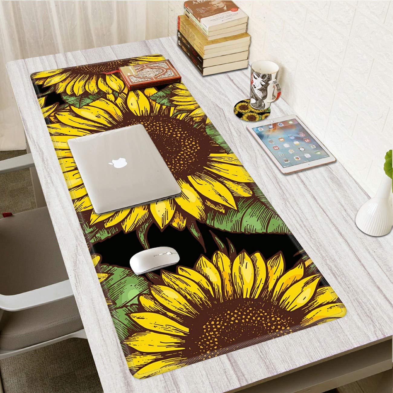 Mouse Pad,Happy Bumble Bees Yellow Computer Mouse Pads Desk Accessories Non-Slip Rubber Base,Mousepad For Laptop Mouse