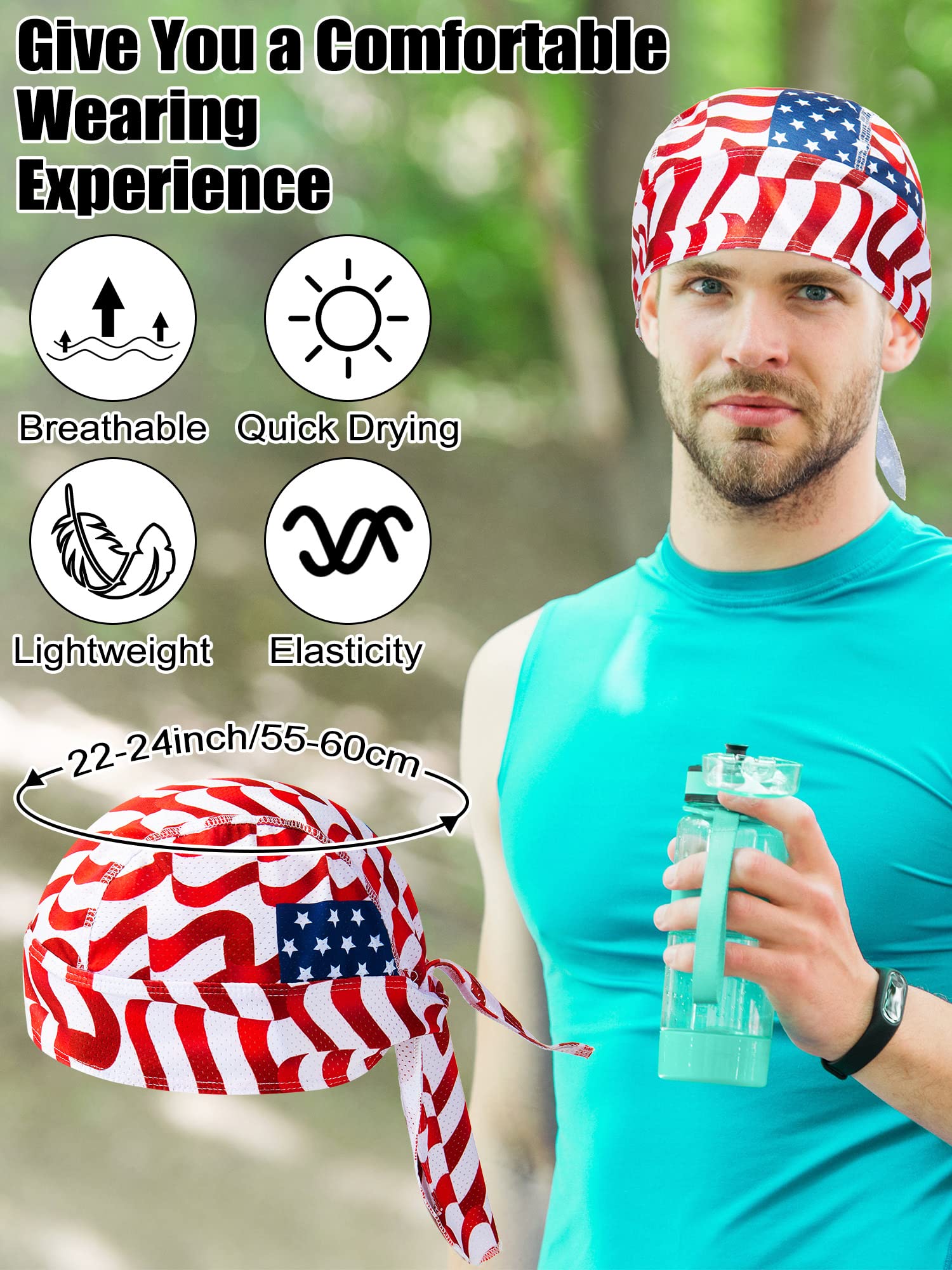JaGely Doo Rags Totenkopfmützen für Herren, schweißableitend, kühlende Tau-Lappen, Piratenhelm-Innenfutter, Radfahren, Bandana, Totenkopf-Kappe für Herren und Damen, mehrfarbig, 16 Stück