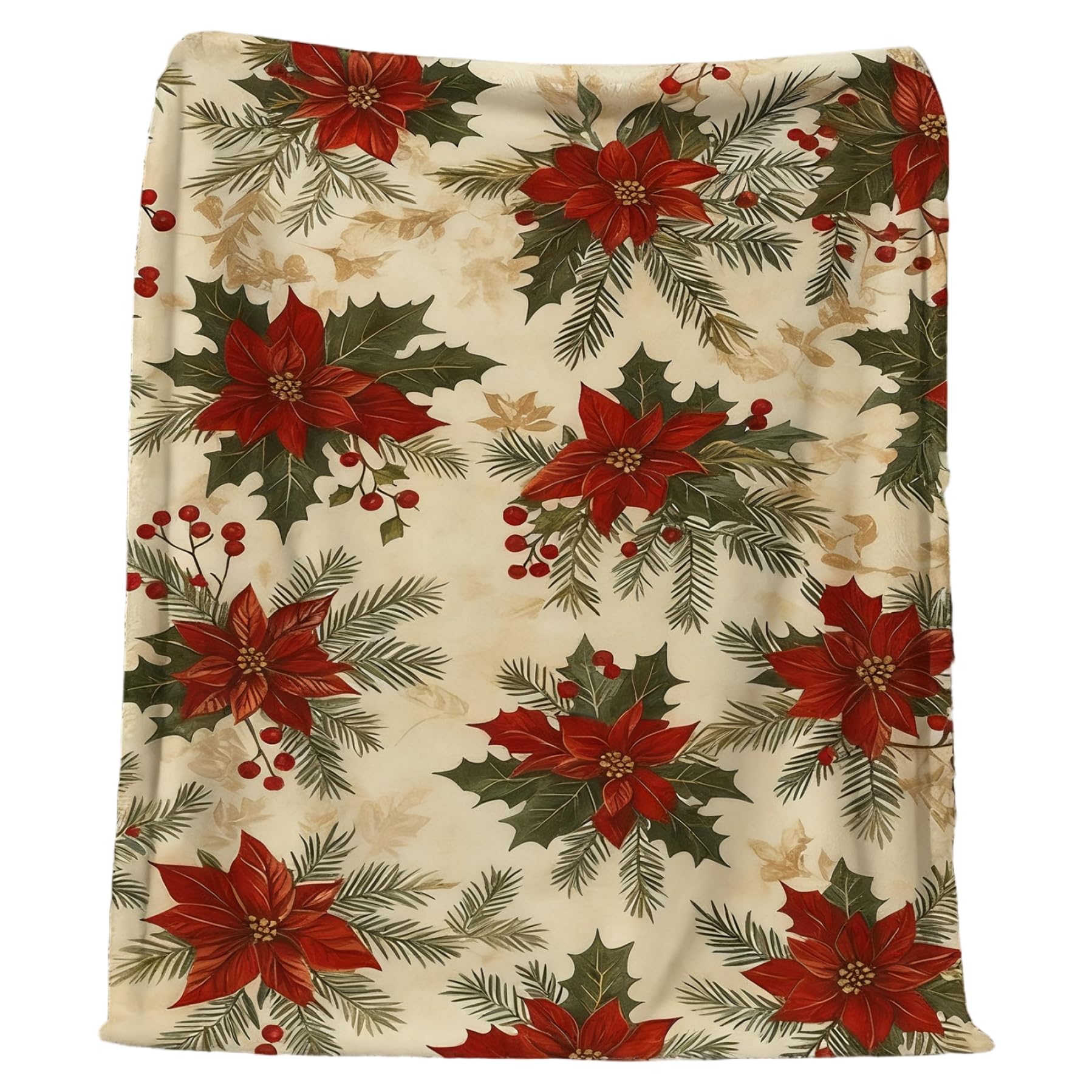 Couverture de Noël florale plaid en flanelle douce poinsettia cadeau idéal canapé