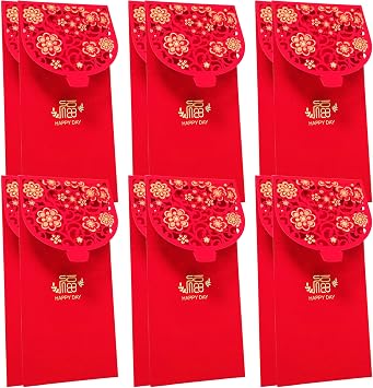 10 Pcs Chinese New Year Red Envelopes - Chinese Red Pockets, Hong Bao Lucky Money Gift Envelopes for Spring Festival, Birthday, Wedding