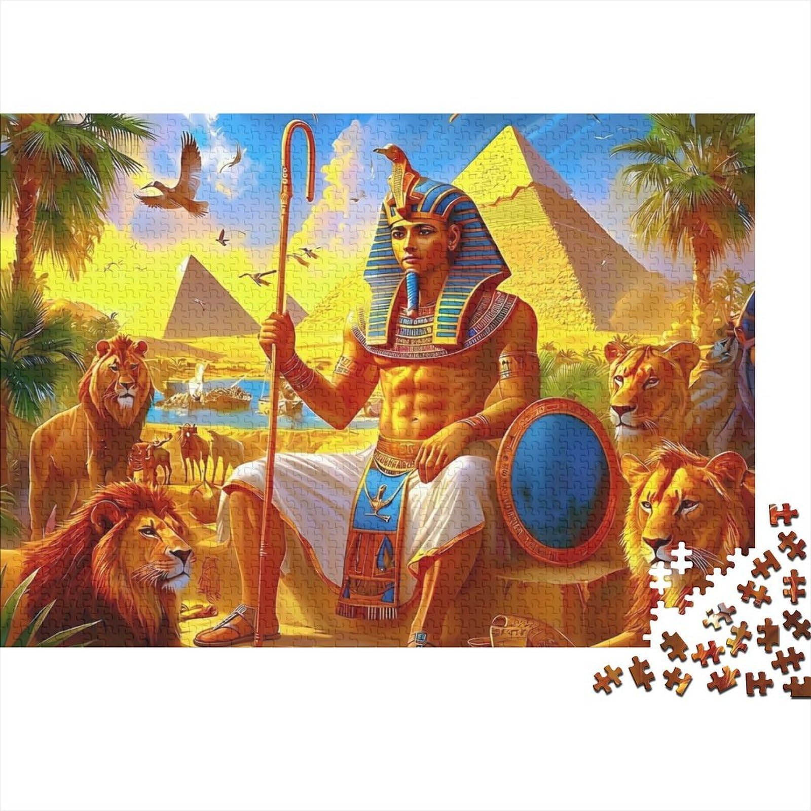 Ancient Egyptian Pharaoh Jigsaw Puzzles Puzzles for Adults Kids. 1000 Pieces Impossible Challenge Toy Educational Game Home Decoration for Adults& Kids Age 14 Years Up 38x26cm/1000pcs — image 1
