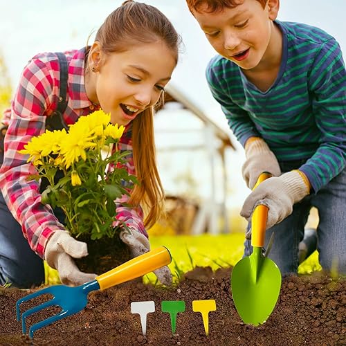 Miniatura 2 de Juego de herramientas de jardinería para niños, incluye pala, rastrillo y paleta, guantes para niños, sombrero, bolsa de mano, botella de spray,