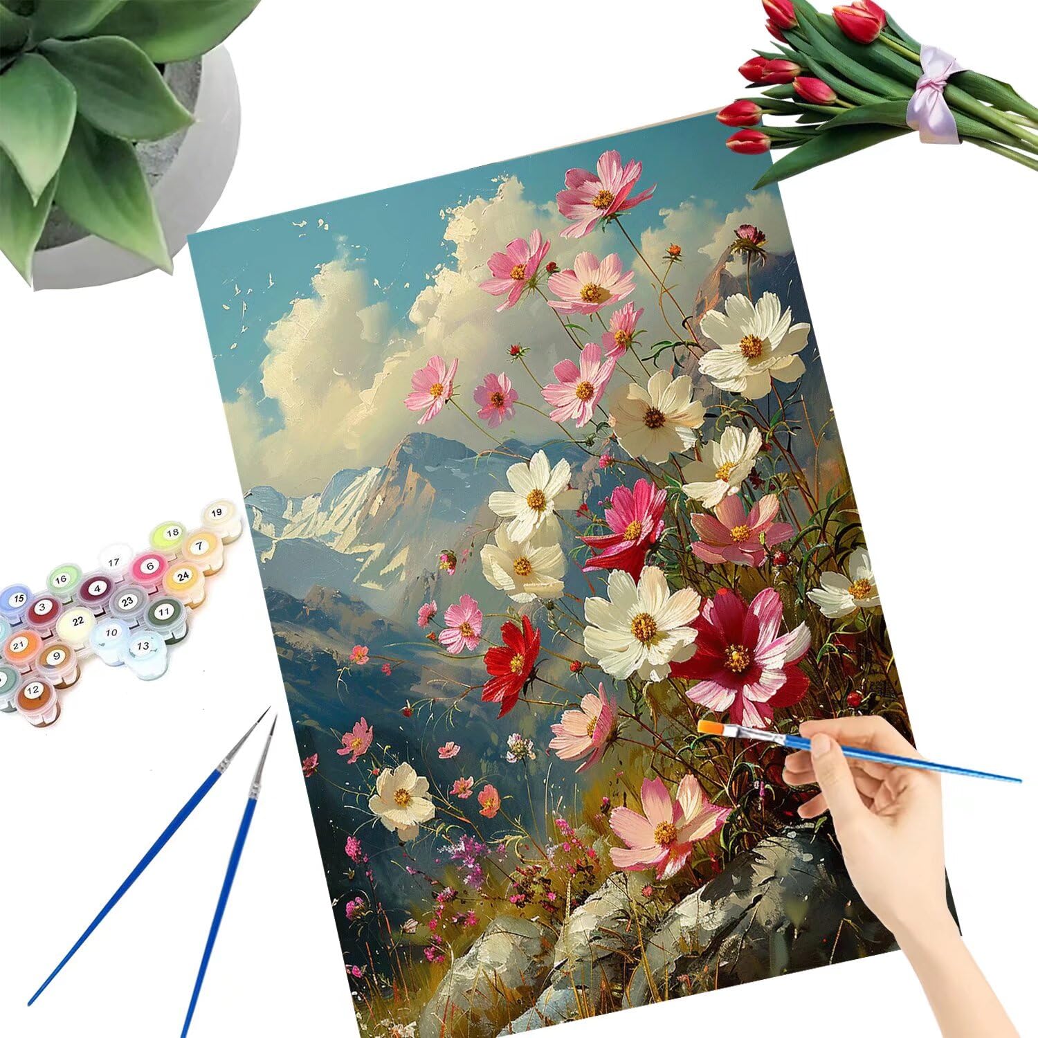 Pintar por Numeros Adultos pintar por numeros niños manualidades niños 10 años, DIY Pintar por Números de Pincel y Pintura acrílica Decoraciones para el Hogar Manualidades, sin Marco 60x80cm C-104
