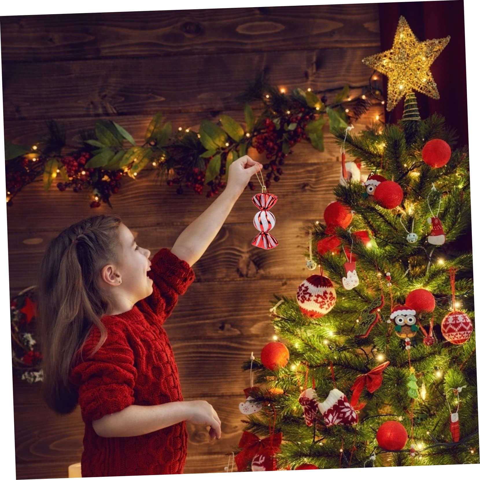 Cabilock 30 Piezas decoración del árbol de Navidad Adornos de árbol de bastón de Suministros de Navidad Colgantes navideños Christmas Tree Colgante Rojo de Navidad Colgantes Rojos