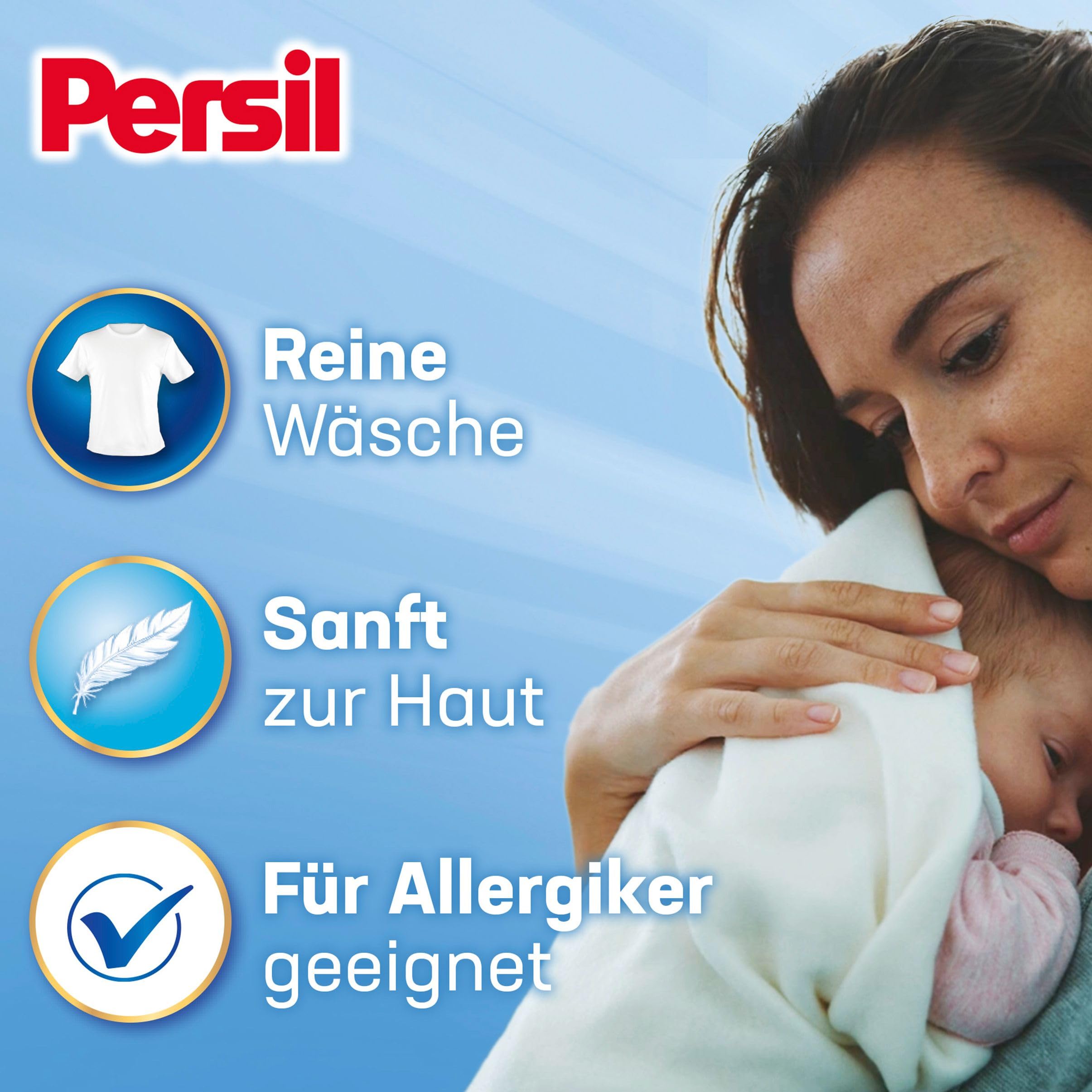 Persil Sensitive Megaperls (5 x 16 Waschladungen), Waschmittel für Allergiker mit beruhigender Aloe vera für sensible Haut, effektiv von 20 °C bis 95 °C, ECARF-zertifiziert