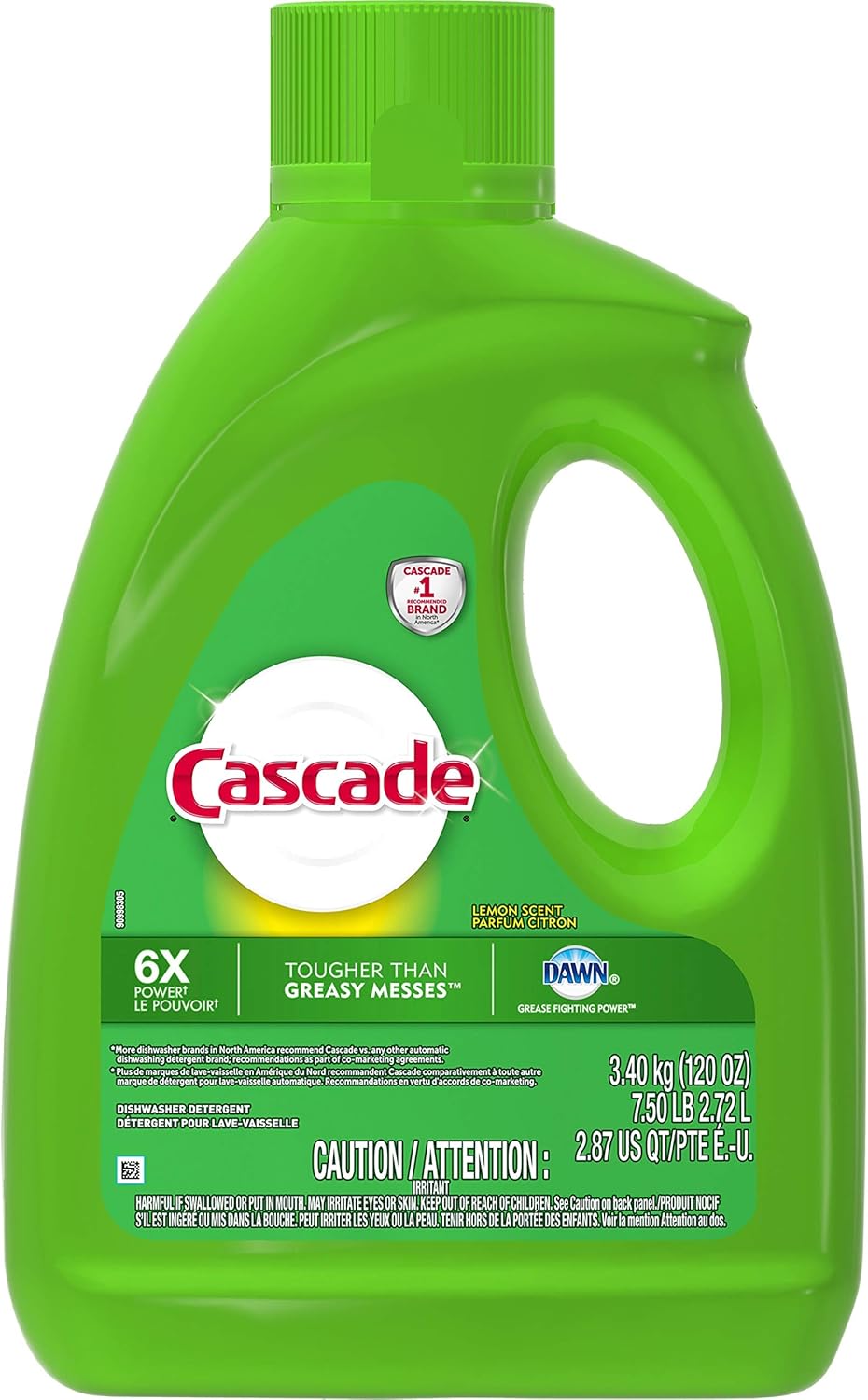 Cascade Gel Dishwasher Detergent, Lemon Scent, 120Ounce