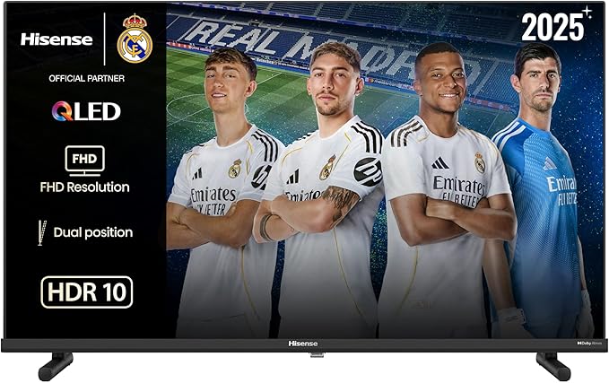 Hisense 40A5Q - QLED Smart TV 40 Pulgadas, Dolby Atmos, Modo Juego, Entrada USB Tipo C, Peana con Doble posición, Control por Voz Alexa, Función Compartir en TV, Auto Ordenación Canales TDT