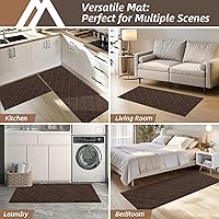 Vista 6 de COSY HOMEER Alfombras suaves de cocina [2 piezas] para el frente del fregadero alfombras de piso de cocina súper absorbentes y tapetes 20 x 30