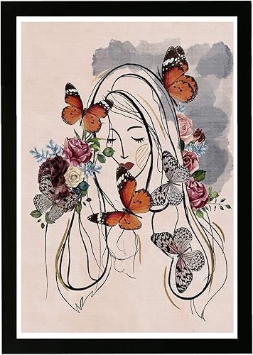 Wynwood Studio Lienzo decorativo enmarcado de animales para pared, diseño de insectos con pelo de mariposa, 13 x 19 pulgadas, blanco, naranja