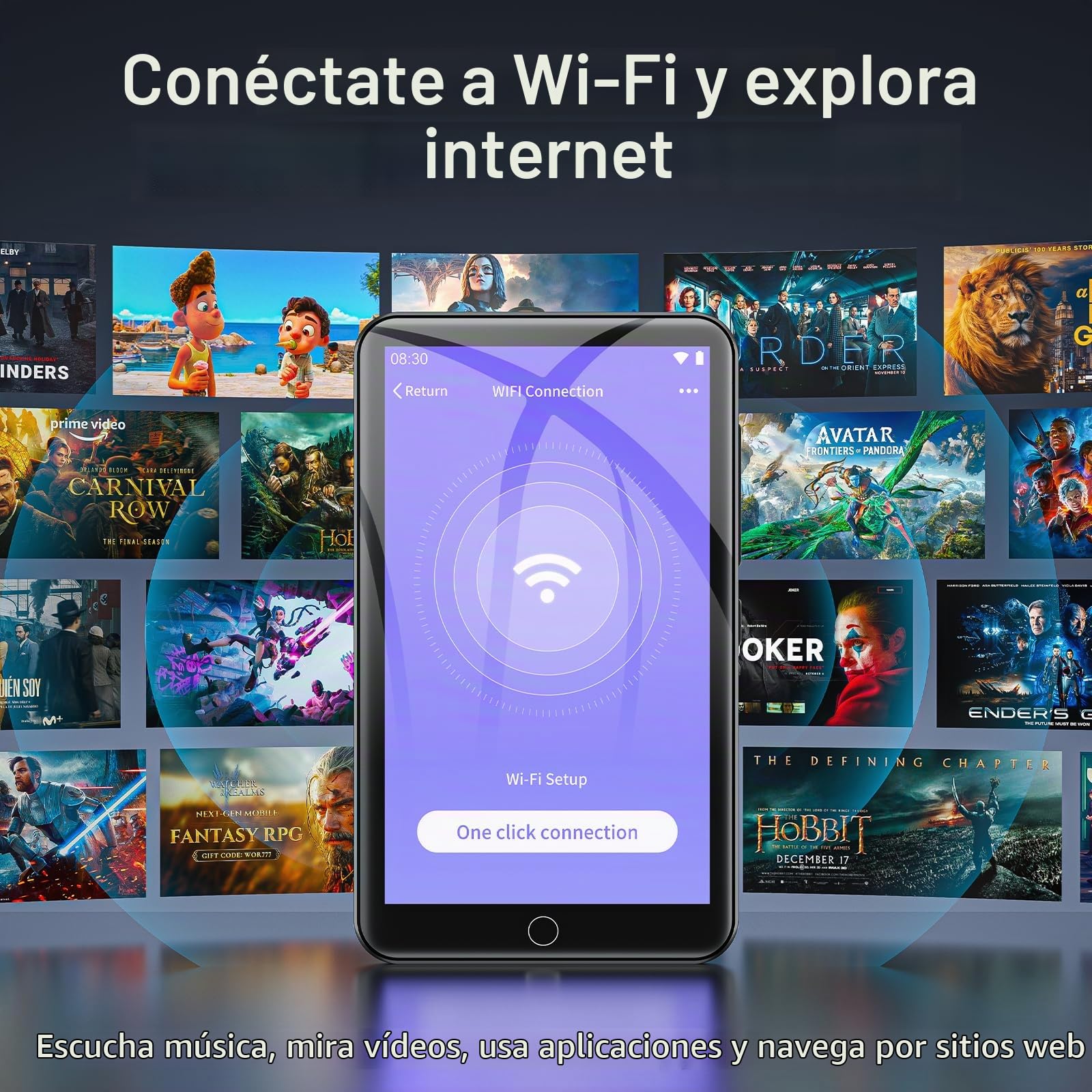 Reproductor MP3 Diofox 80GB con Spotify, Bluetooth y WiFi, Pantalla táctil Completa de 4.0 Pulgadas, Reproductor de música en Streaming Android, Amazon Music, Deezer, Radio FM, Play Store - Negro