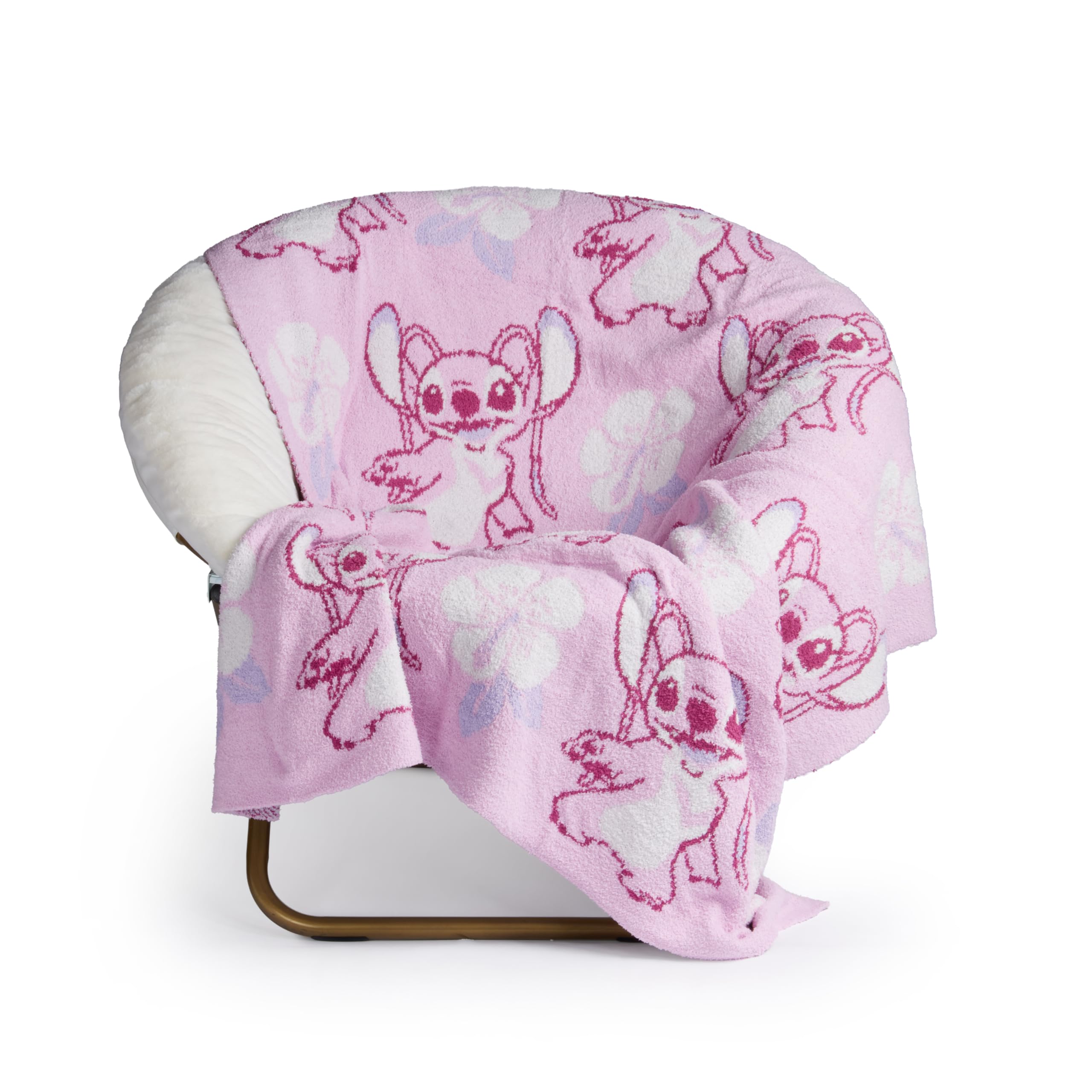 Jay Franco Kids Feather Knit Blanket – 50" x 60" Inch Soft &amp; Cozy Plush Throw for Bedroom &amp; Couch Décor, Official Licensed Product, Pink - Lilo and Stitch