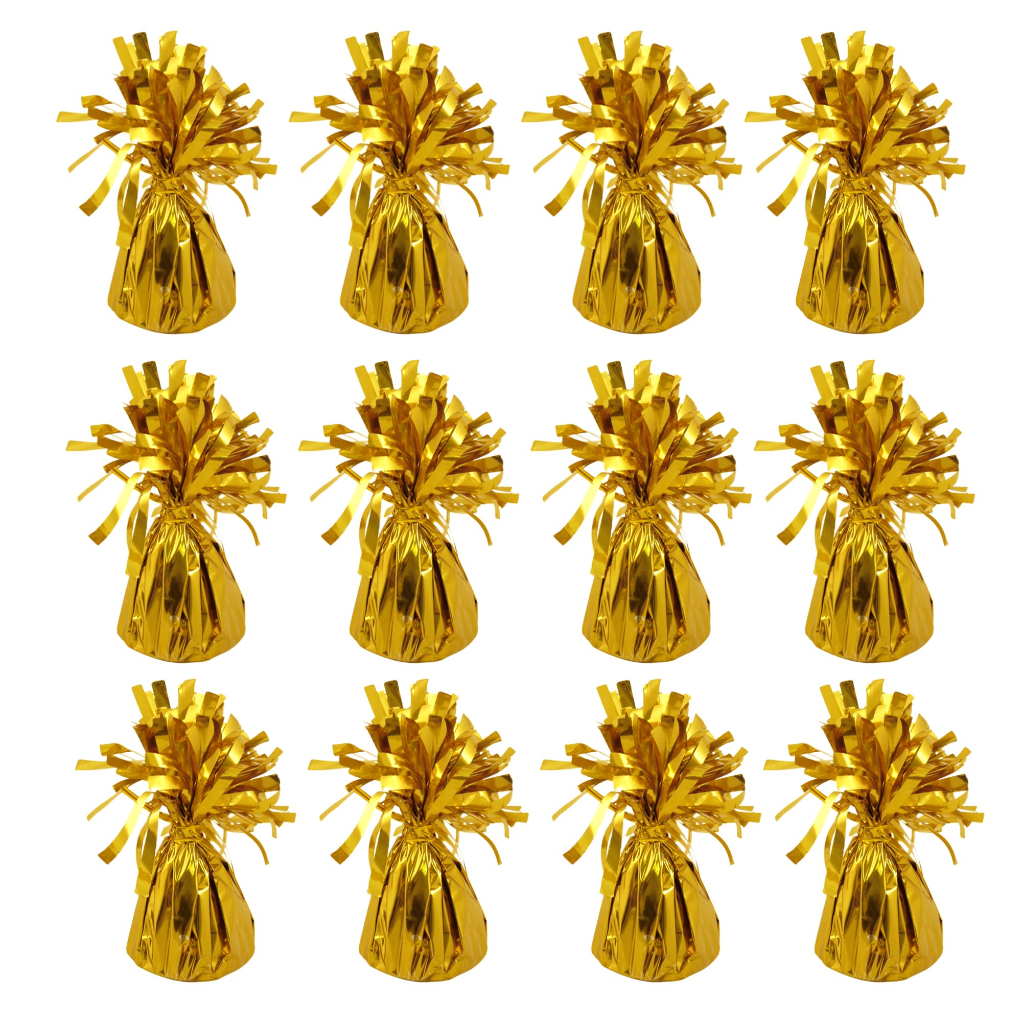 Foil Balloon Weights for Helium Balloons | Metallic Foil Balloon Holder | Birthday Parties, Events & Wedding Celebrations Decoration Accessory (Gold, Pack of 12)