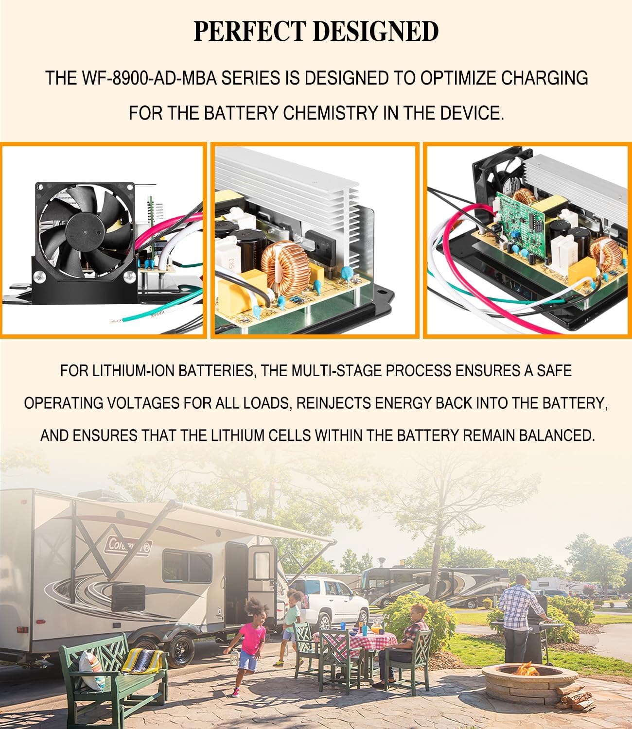 Upgraded WF-8955-AD-MBA RV Converter Main Board Assembly Replacement Unit for WF-8955, WF-8955-AD Series, Parallax 7145 and 7155 Converters with 55 Amp DC 105-130V 950W RV WF-8955-MBA Power Converter