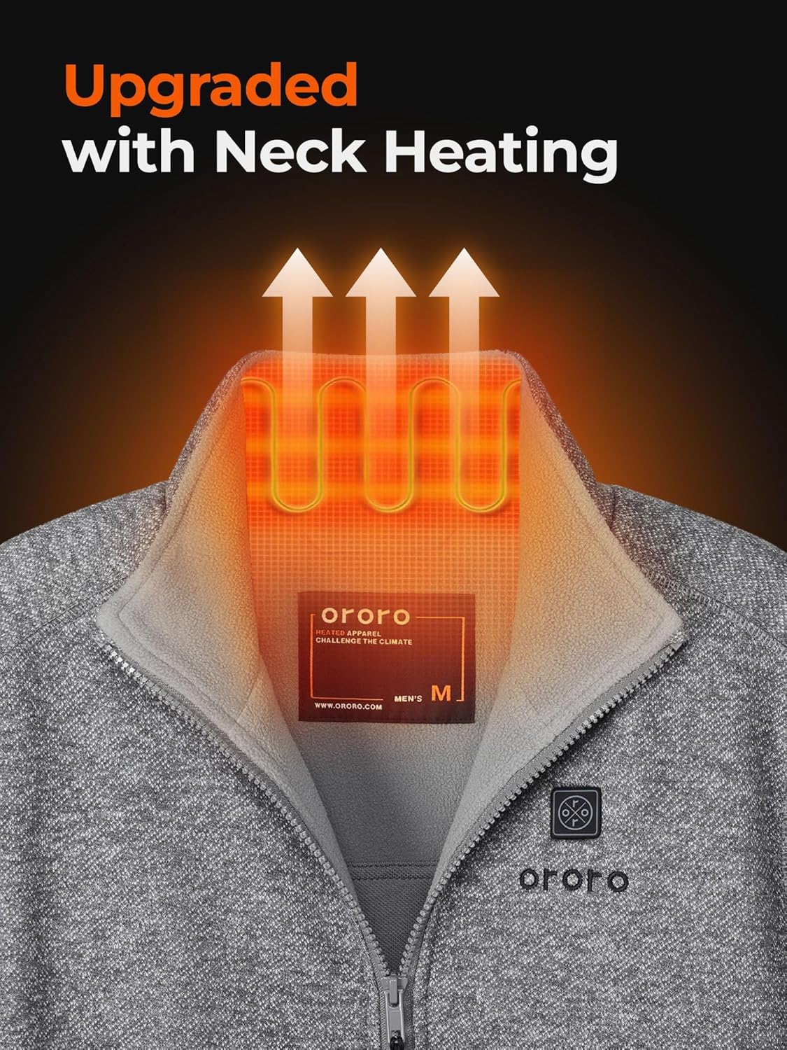 ORORO [Upgraded] Men's 4-Zone Fleece Heated Jacket with Heated Collar, Heating Fleece Jacket with Battery - Image 4